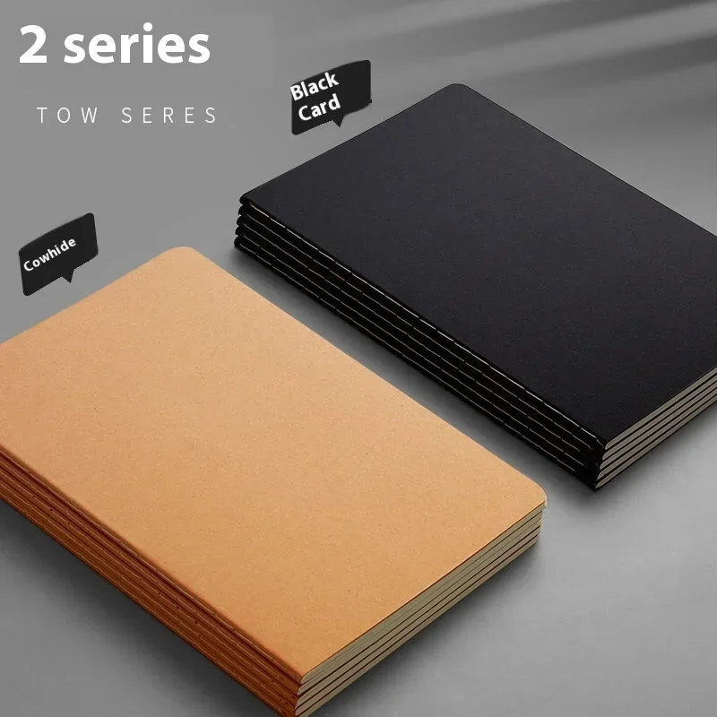 5Pcs Vintage A5 Notebook Kraft Paper Blank Horizontal line Writing Books Diary Journal Memos Student Stationery School Supplies