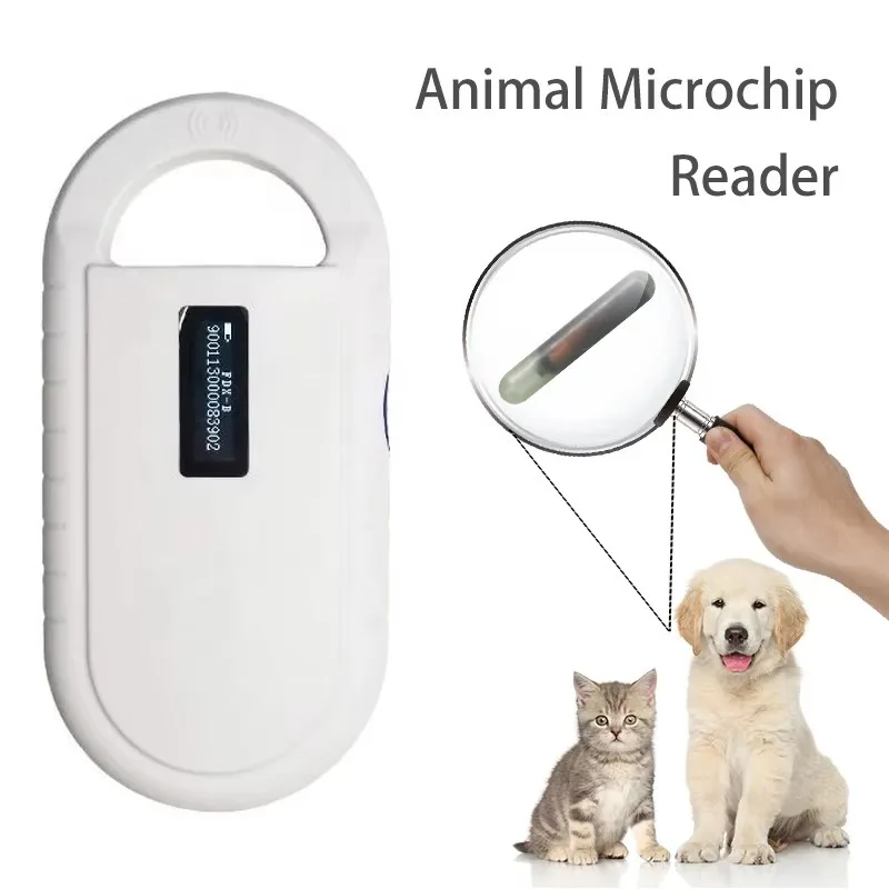 Pet Microchip Scanner Handheld Animal Chip Reader Portable RFID Reader Supports for ISO 11784/11785 FDX-B and ID64 EMID