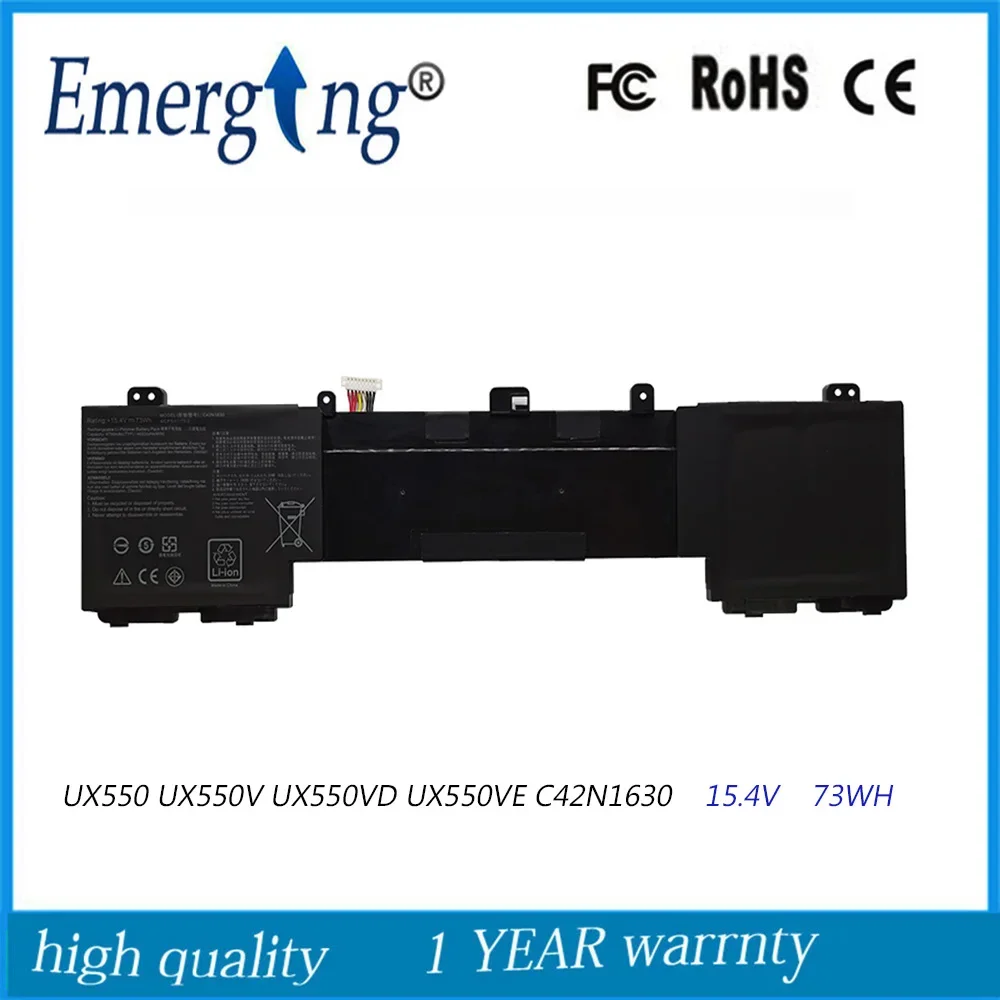 

15.4V 73WH C42N1630 Laptop Battery For Asus Zenbook Pro UX550 UX550VD UX550VE-1A UX550VE-BN013T BN073T 4ICP5/41/75-2