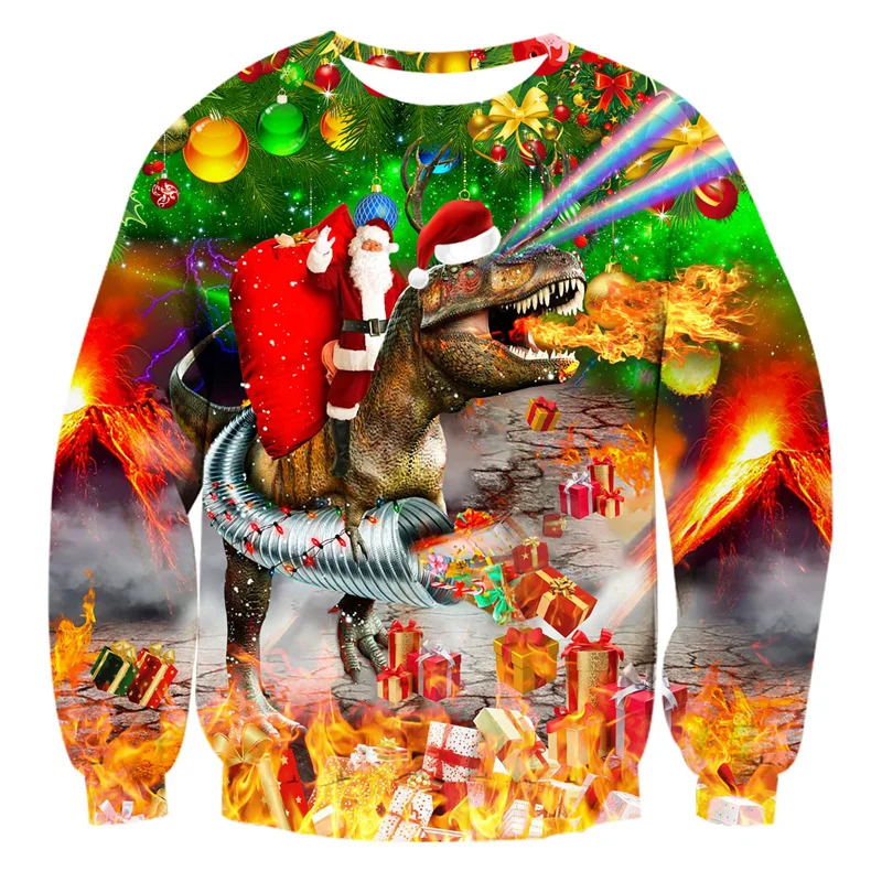 3D Printed Christmas Gift Cat Sweatshirt For Men Beer Pizza Pattern Pullovers Casual Loose O-Neck Long Sleeve Unisex Hoodies