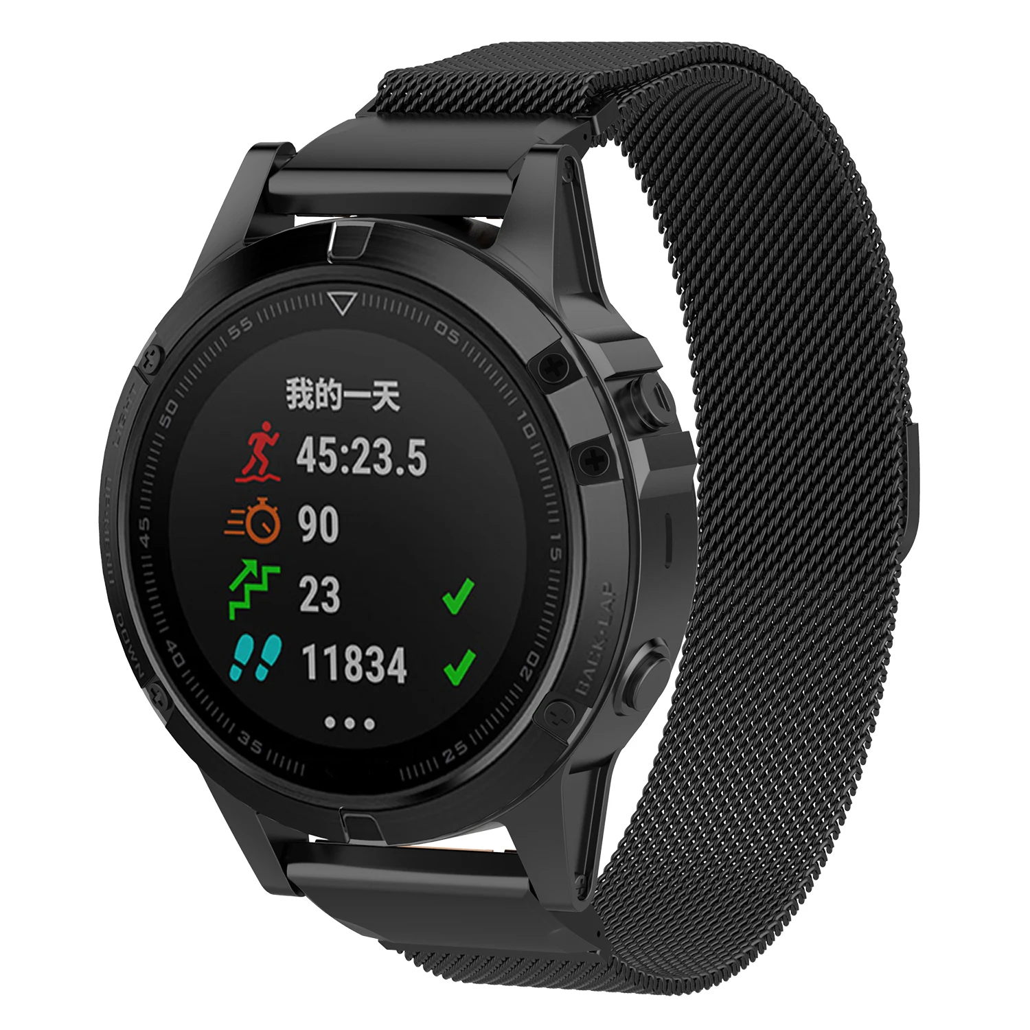 

For Garmin Fenix 5/Fenix 5 Plus Milanese Stainless Steel Watch Strap Wrist Band 22mm - Black