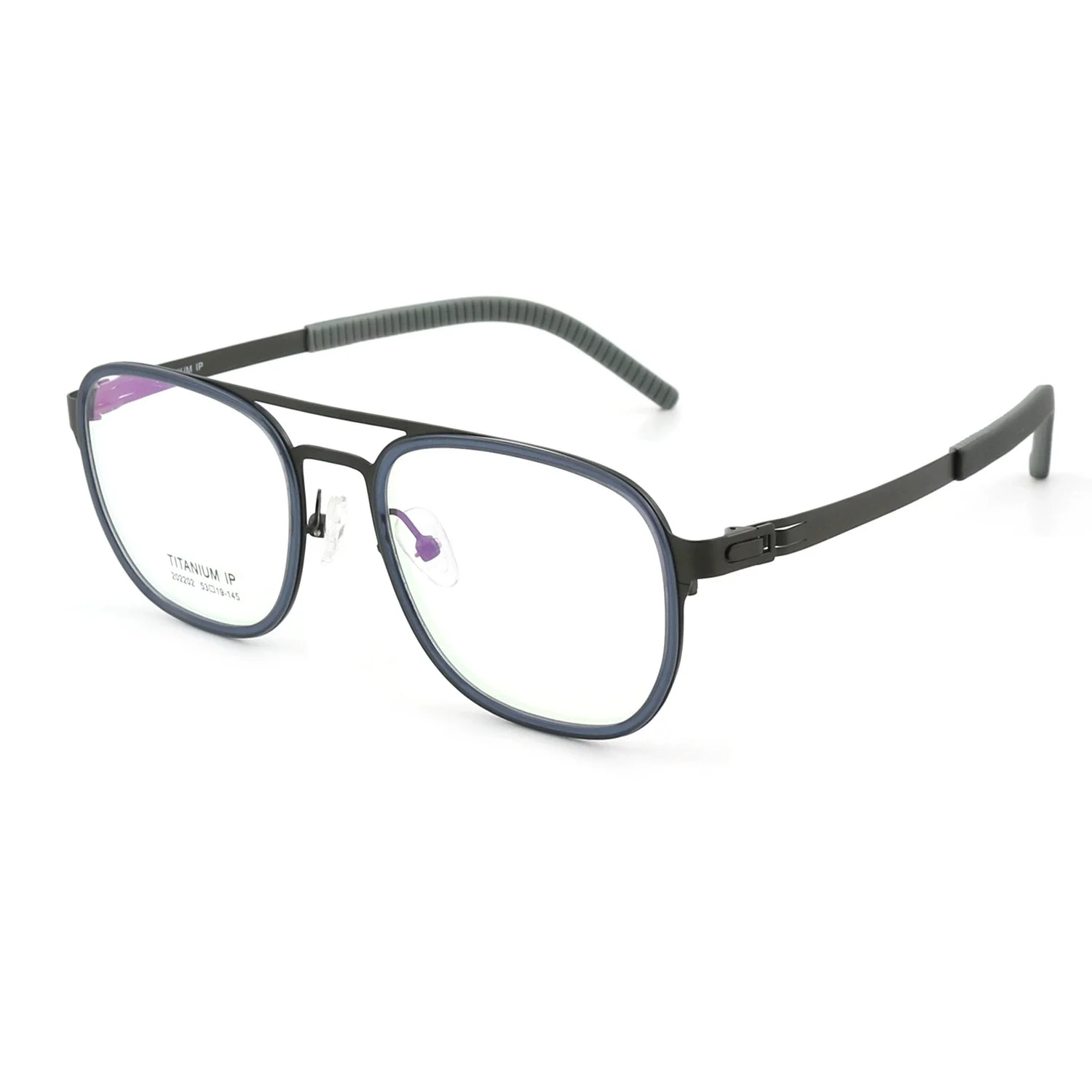 Belight Optical Screwless Design Soft Non-skid Rubber End Tip Pilot Shape Men Titanium Alloy Eyeglasses Spectacle Frame