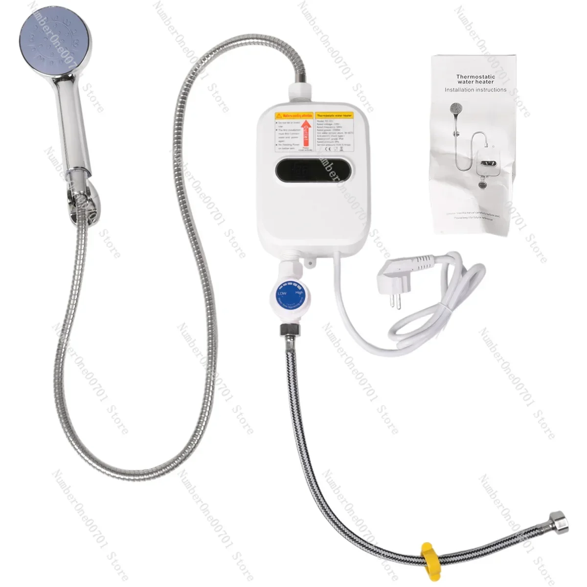 

AT59 Instant Water Heater Shower 220V Bathroom Faucet Hot Water Heater 3500W Digital Display EU Plug
