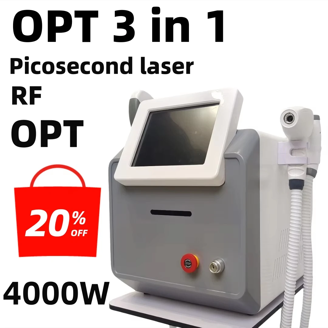 

2025 Новый лазер 3в1 IPL OPT Nd Yag 4000 Вт Удаление волос Удаление татуировок Лифтинг лица с 360 Magneto Technology Salon Grade