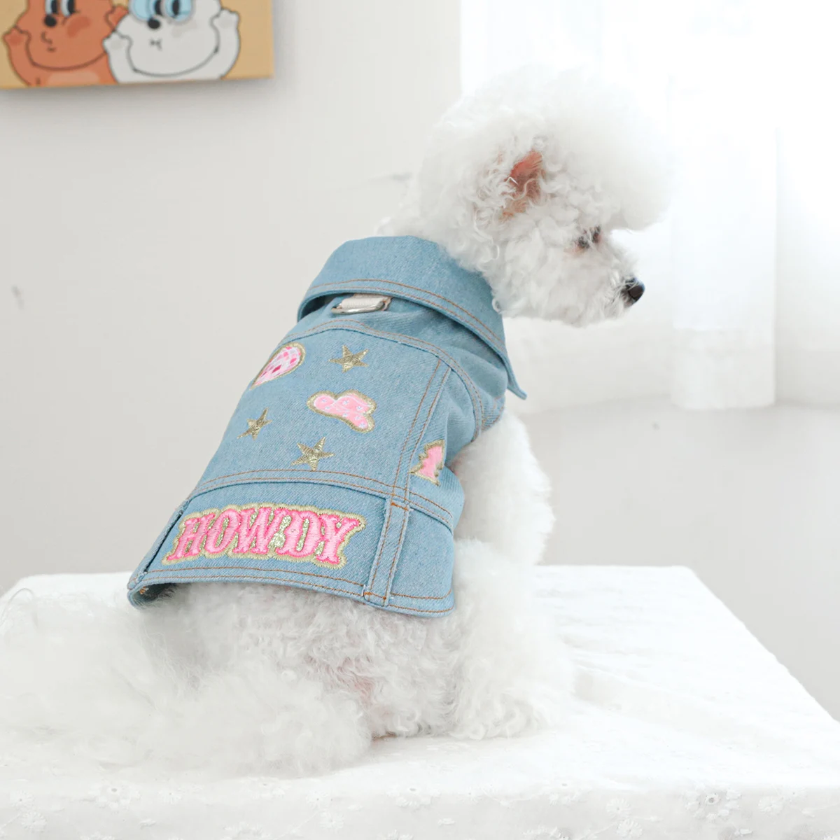 1PC Pet Clothing Dog Cat Spring handsome cowboy very busy cowboy leash coat suitable for small to medium sized dogs