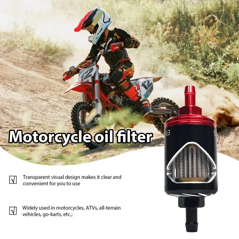 Motorcycle Oil Filter 6mm/8mm Stainless Steel Core Glass Perspective Alloy Motor Oil Filter High Performance Universal For Honda