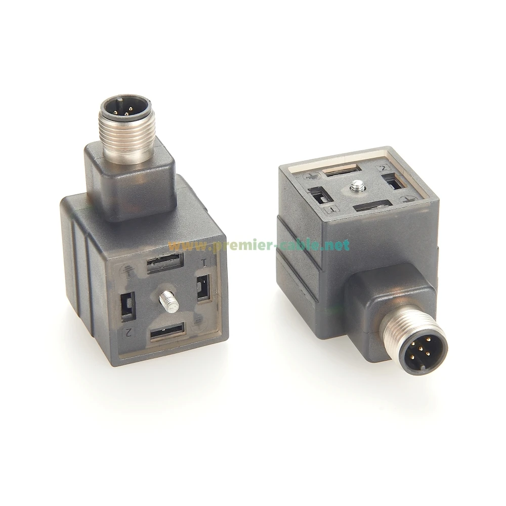 DIN 43650 Type A Solenoid Valve Adapter With M8 Solenoid Connector Plug Coil Case Compatible Hirschmann VAD 1A-1-3-M8-3 12142