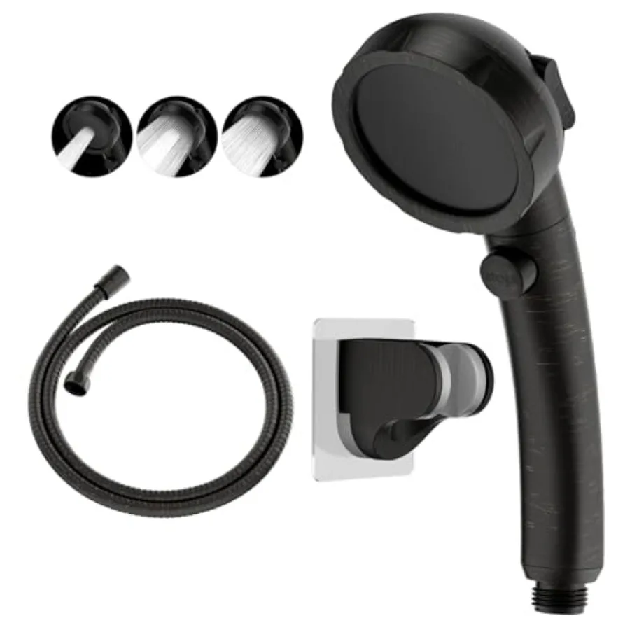 

Drill-Free High Pressure Handheld Shower Head with ON/OFF Pause Switch 3 Spray Modes Water Saving Showerhead Detachable Puppy S