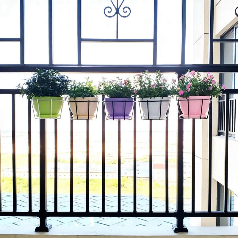 Round Metal Hanging Flower Pot4Personalized Balcony Guardrail Special Indoor and Outdoor Green Plant Decorative Flower Pot Simpl