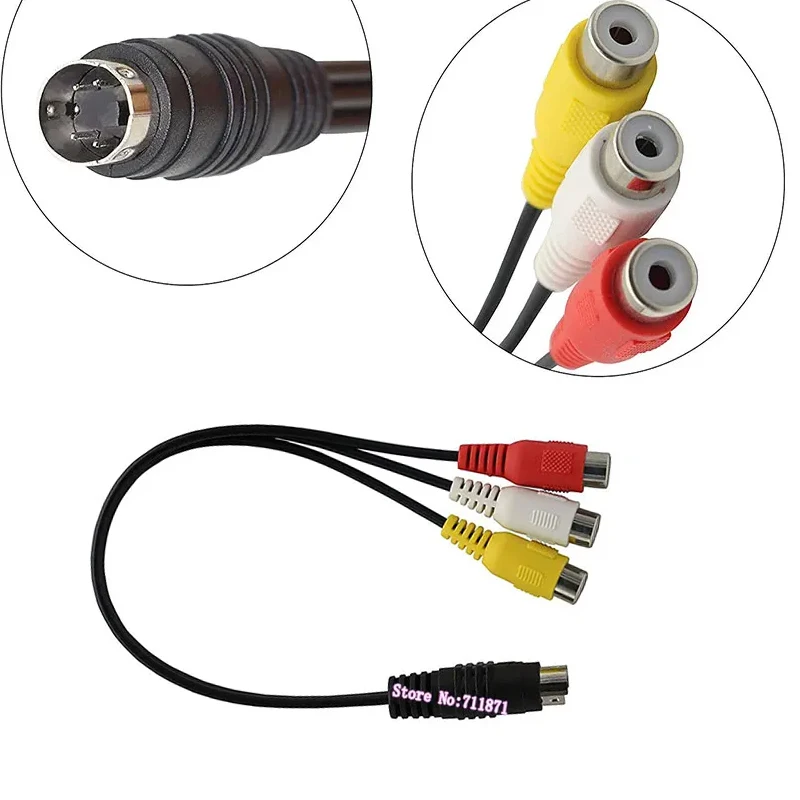 4 Needle 4 Pin S-Video Male to 3 RCA Female Adapter Cable Line MD 4Pin S Video Three 3 RCA RGB Component Adaptor Wire Cord Line