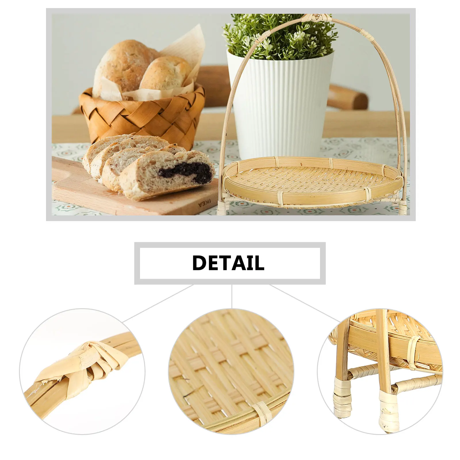 

Bamboo Snack St Woven Basket Food Fruit Serving ganizer Farmhouse Style Eco Friendly Practical Sturdy Storage