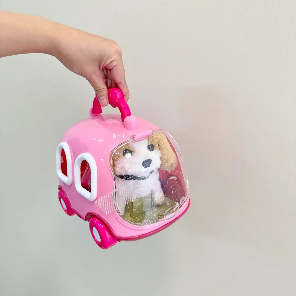 

Cute Electric Plush Toys with Pet Crate Gift Bunny Walking Doll Feeding Interactive Simulated Plush Toys for Kids