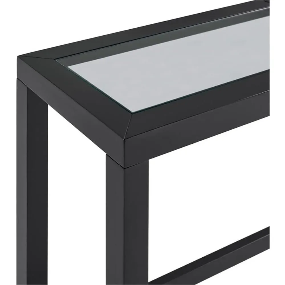 Cordero 72" Glass Top Black Console Bar Table and 3 Stools Set