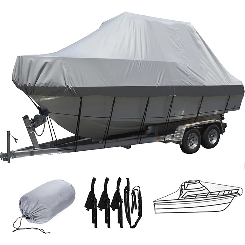 الثقيلة 800D البحرية الصف البوليستر غطاء قارب مقاوم للماء الخامس بدن غطاء 14 '-16' قوارب قابلة للمقطورة 5 الأشرطة تشديد يناسب #2