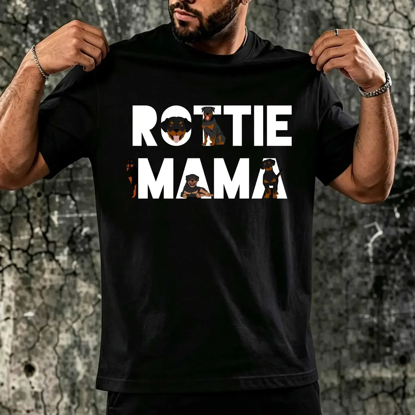 washed T Shirt Rottie Mama Rottweiler Mom Owner Dog RZ686 long or short sleeves vintage Washed Unisex Stretched Casual Slightly