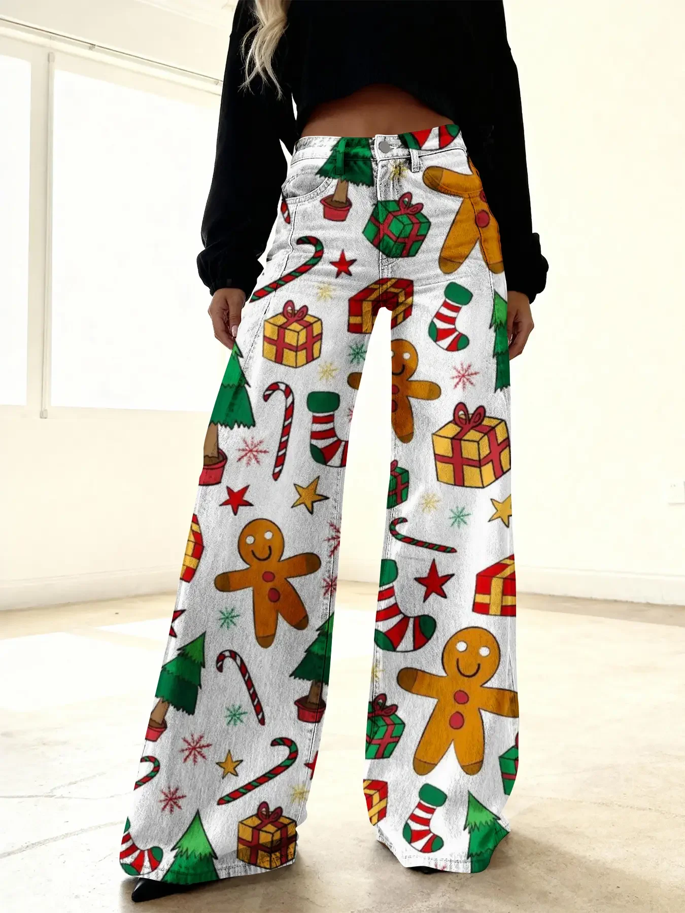 2026Women's slim fit wide leg flared pants, fashionable new retro multifunctional versatile casual pants for women.