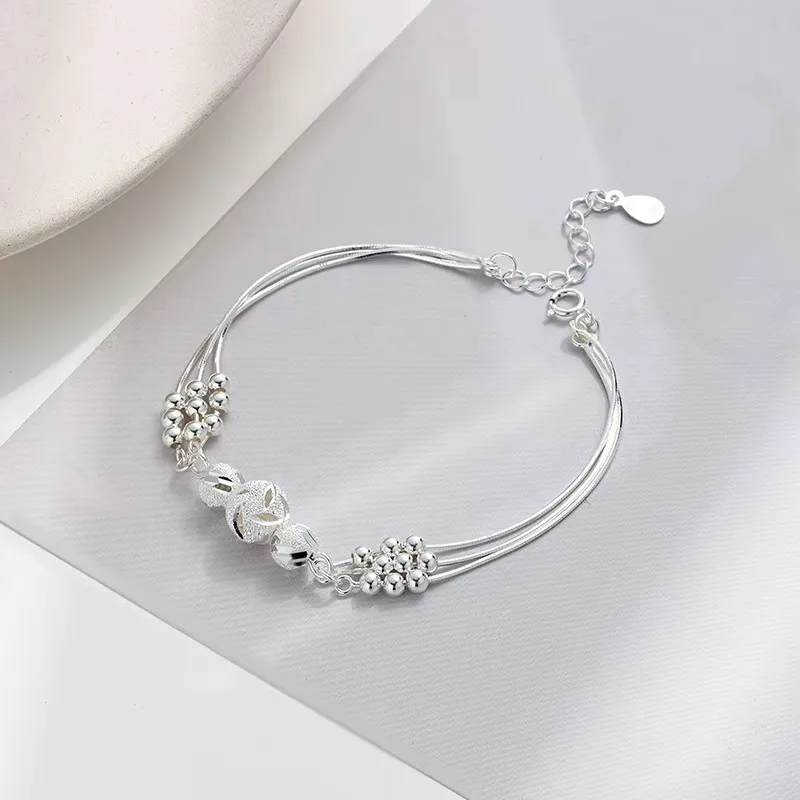 Luxury 925 Sterling Silver Bracelet for Women Vintage Original Lucky Beads Ball Adjustable Bracelets Jewelry Gifts