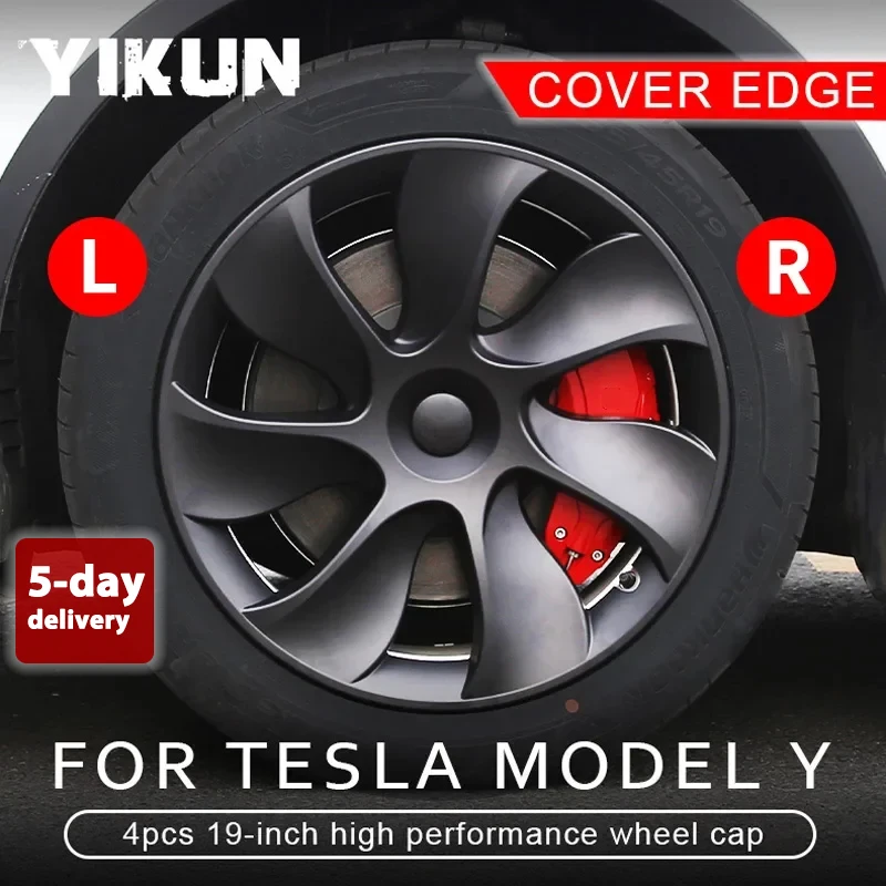 

4PCS Hub Cap Performance Replacement Wheel Cap Automobile Hubcap Full Rim Cover Accessories for Tesla Model Y 19-Inch 2018-2024