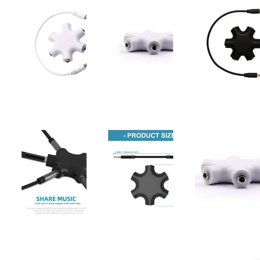 193A Multiple User Headphone Hubs Reinforced PVC Cable TangleFree Portable Solution