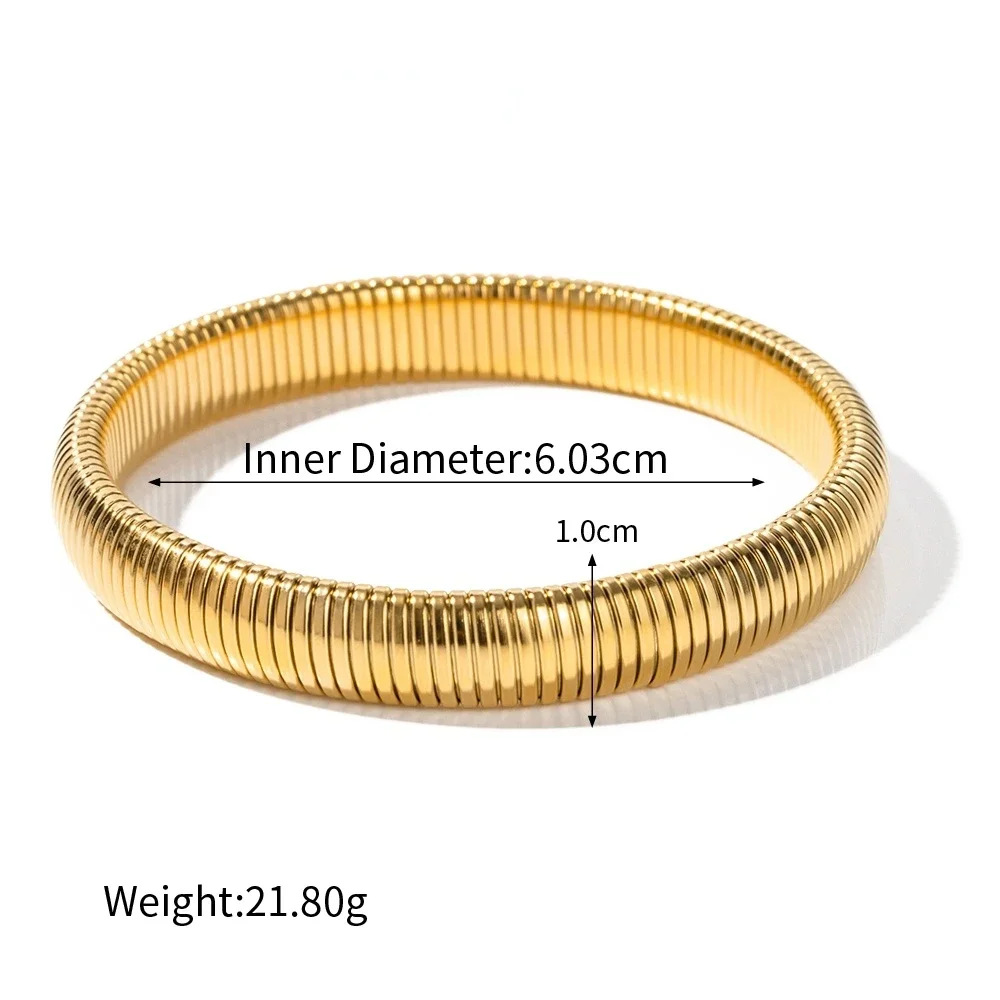 Edelstahl Textur Flex Schlangenkette Manschettenarmband 18 Karat vergoldet breites Armband Armreif Modeschmuck Frauen Geschenke – Detail 9
