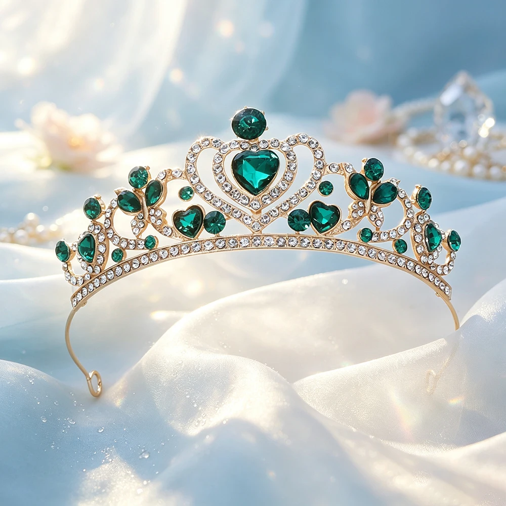 Heart Crown Tiara Rhinestone Princess Headpiece for Women Wedding Pageant Prom Birthday Bridal Evening Party Hair Accessories view 5