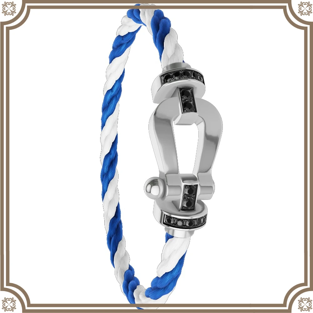 

VZZS New 925 Silver Green blue Three colors Nylon L Smooth Zircon Bracelet Female Daily Wear Party Gifts Luxurious Couple Jewelr