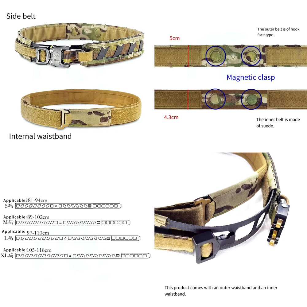 

NEW CURVE Magnetic Tactical Belt Outdoor practical Hunting Training Metal Buckle Inner And Outer Belt