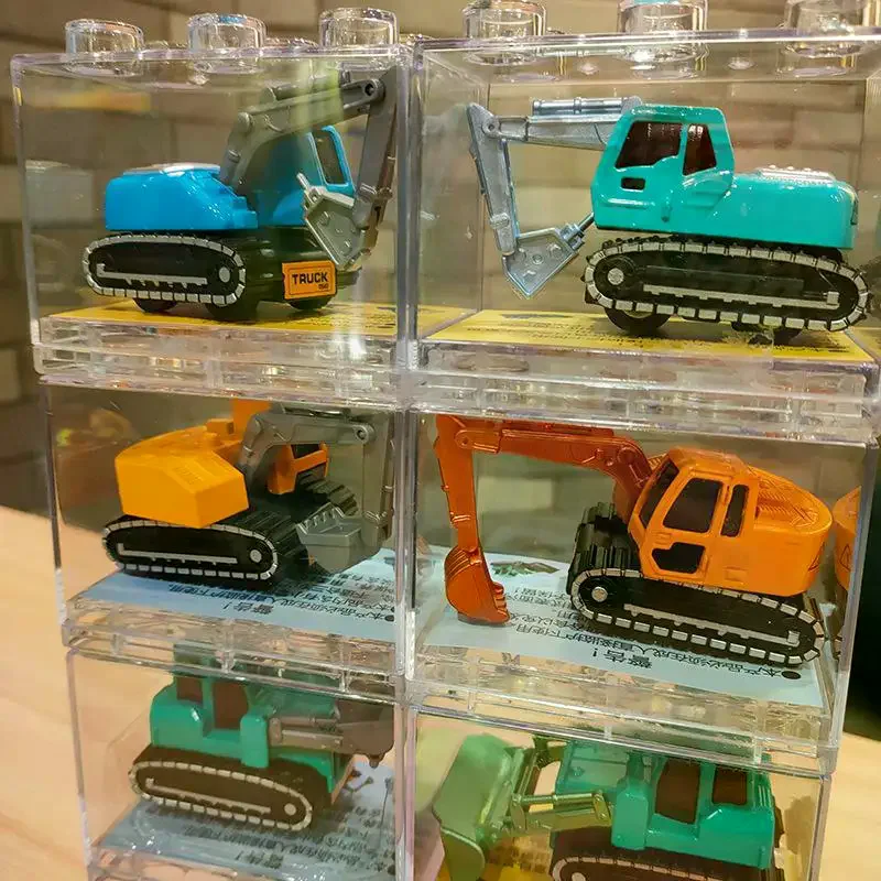 1 szt. Metalowy Model Samochodu Symulacja Inżynieryjnego Samochodu Zabawka Samochodowa z Napędem Pull Back z Przezroczystym Pudełkiem do Przechowywania Model Samochodu Inercyjnego z Wsuwaniem