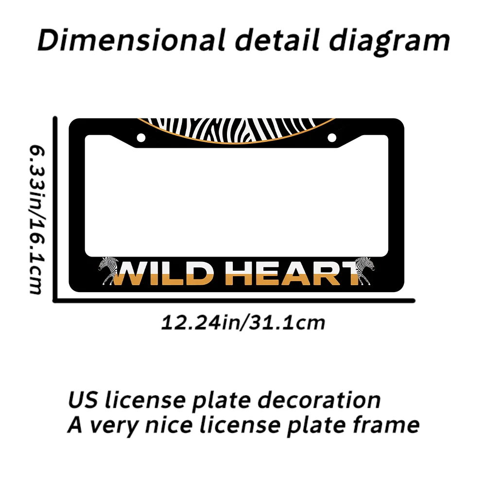 1 قطعة أبيض وأسود زيبرا نمط 2 حفرة إطار لوحة الترخيص ، مادة الألومنيوم ، 6x12 بوصة ، مع مجموعة المسمار ، سيارة الجدة الرجعية