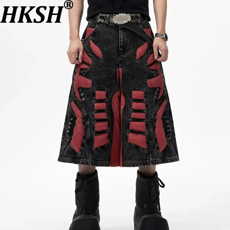 

HKSH Лето Новый Мужской Прилив Панк 3D Скелет Сращенные Джинсы Винтаж Техническая Одежда Панк Отходы Земля Стиль Жилет High Street Chic HK8484