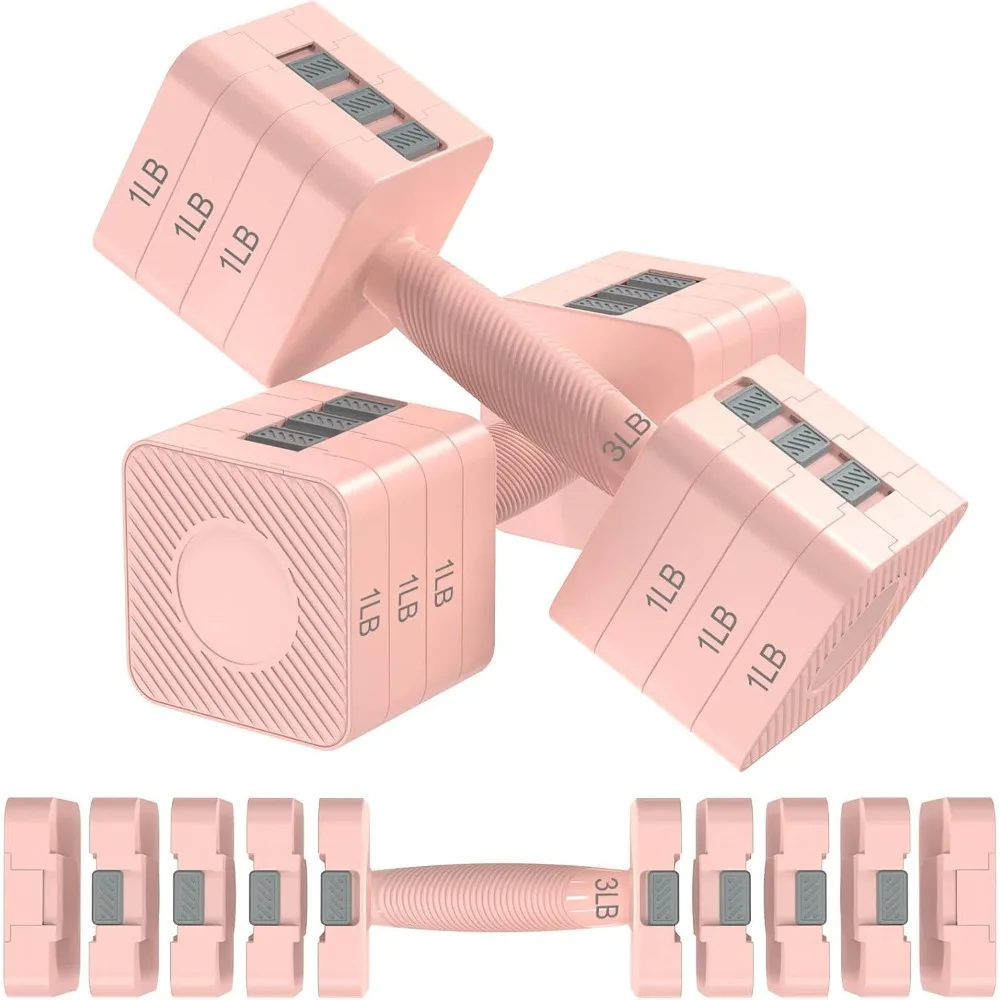 

Adjustable Dumbbells Set of 2, Hand Weights Sets with 5 Levels 3lb, 5lb, 7lb, 9lb, 11lb, Adjustable Weight Dumbbells