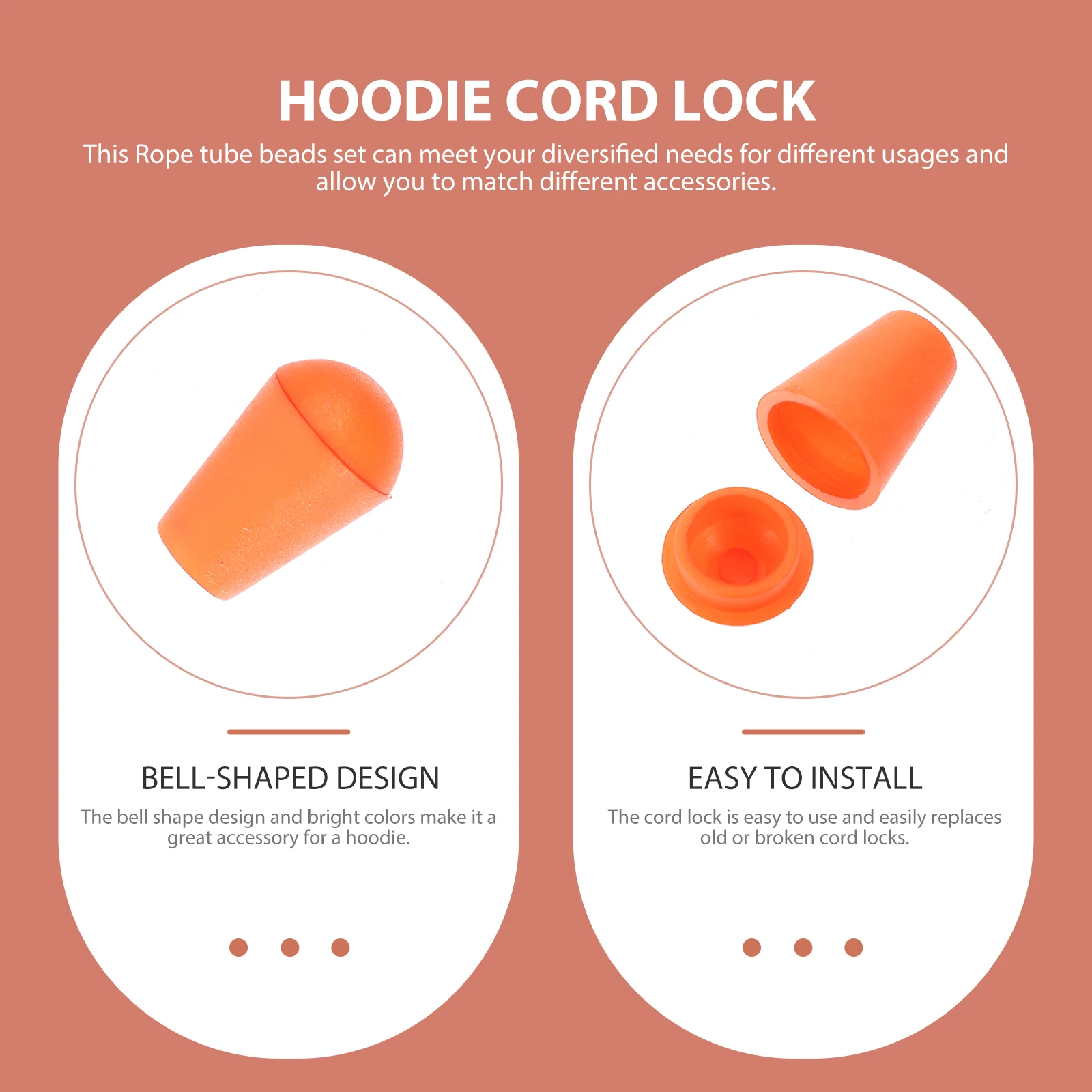 

100pcs Plastic Clothing Cord Locks Orange Adjustable Rope Toggles Buckle Drawstring Stopper For Backpack Hat Coat DIY