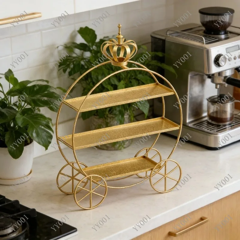 Luxury Gold European Crown Dessert Stand Wedding Cake Display Rack for Afternoon Tea