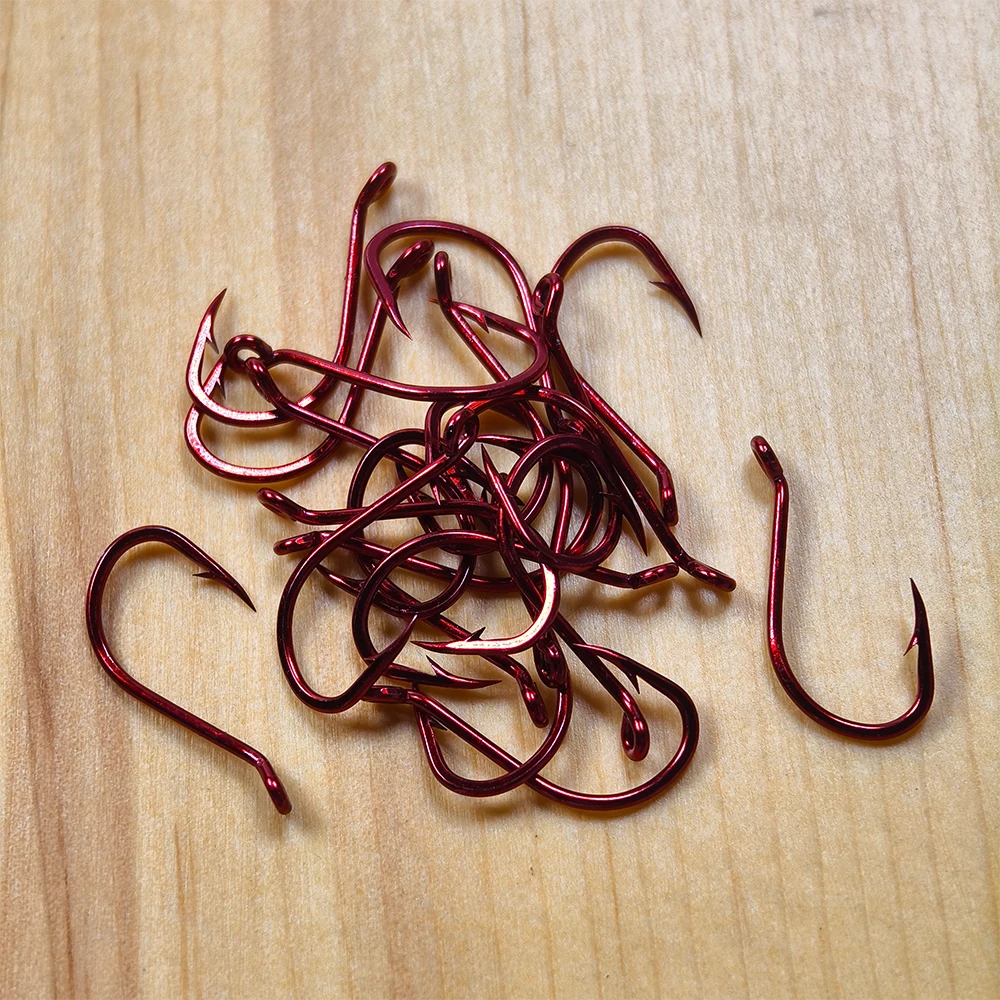 

100шт # 6-красный никелевый крючок для осьминога, смещенные крючки из высокоуглеродистой стали для оснасток Sabiki/привязывания мушек, морской пресноводной рыбалки