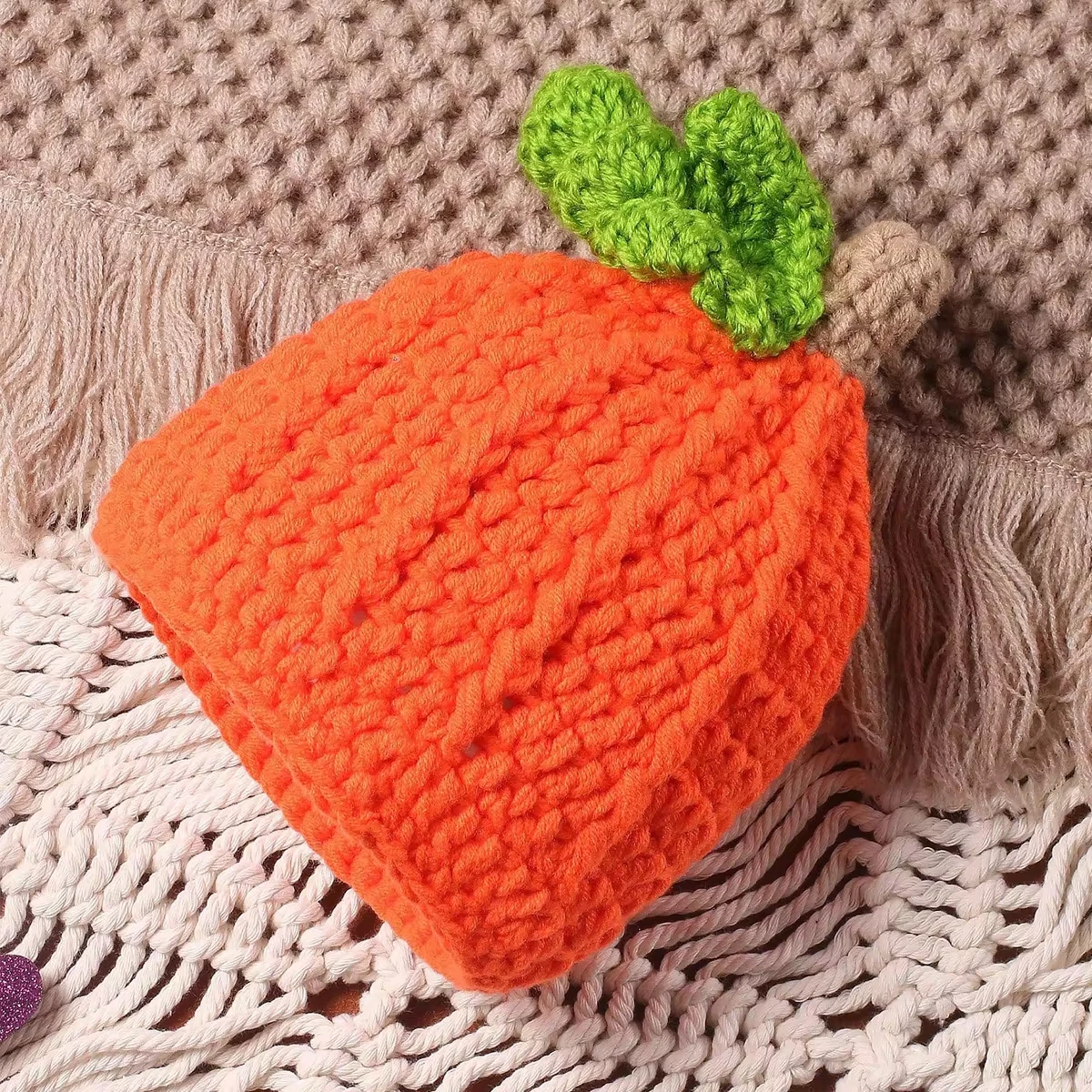 Ylsteed Hand Knitting Newborn Halloween Oufits for Photo Shooting Infant Photography Props Pumpkin Hat and Pants Set