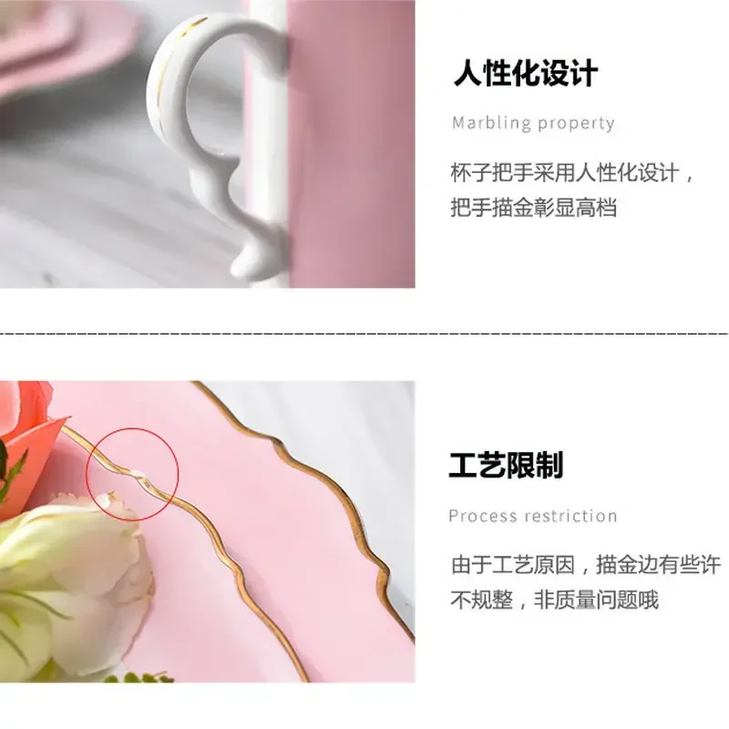INS Creative Phnom Penh Ceramic Dinner Plate Simple Pink Dot Flat Plate Western Steak Plate Girl Heart Dessert Plate Tableware