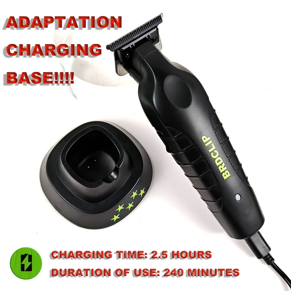 BRDCLIP BL1T-Tondeuse à cheveux professionnelle, finition de barbier, tondeuse électrique avec support de chargeur, machine à couper les cheveux