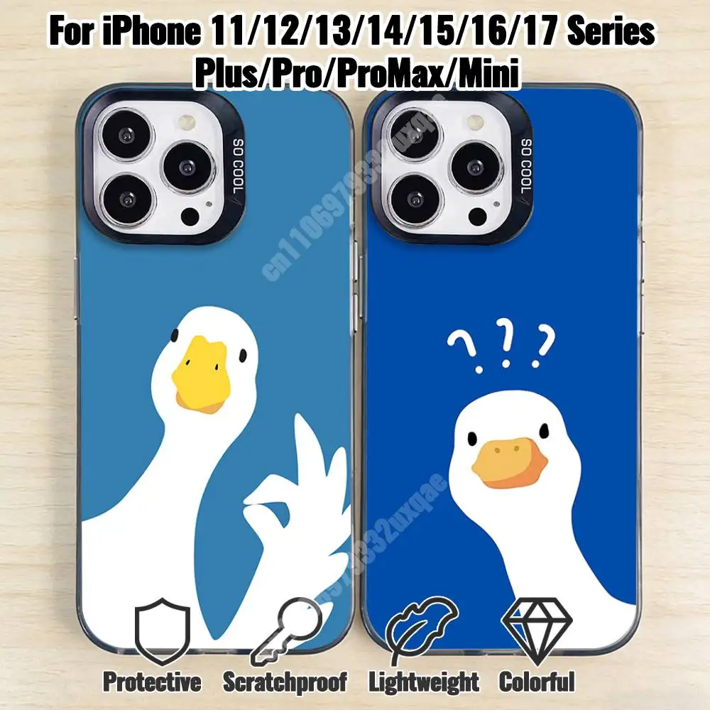 

Funny Question Goose Duck Phone Case for iPhone 17 16 15 Pro Plus 14 13 Max Mini 12 11 X XS Air TPU Bumper