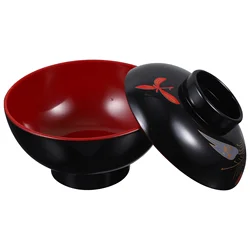 Japanese Flower Bowl Double Color Maple Leaf Rose Soup Container Kitchen Dining Tableware Dinnerware Sets Lidded Food Bowl