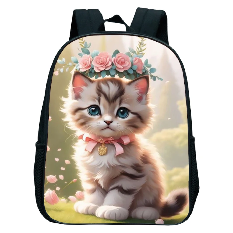 Cute Cat Print Backpack For Preschool Children Kitten Pattern School Bags Lightweight Boys Girls Kindergarten Backpack Kids Gifs