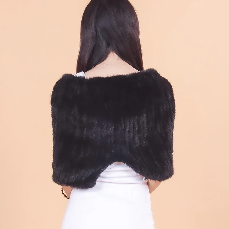 Hot Sale Women Winter Knitted Real Mink Fur Scarf Shawl Natural Warm Mink Fur  Lady Elasticity pullover 100% Genuine Fur Scarves