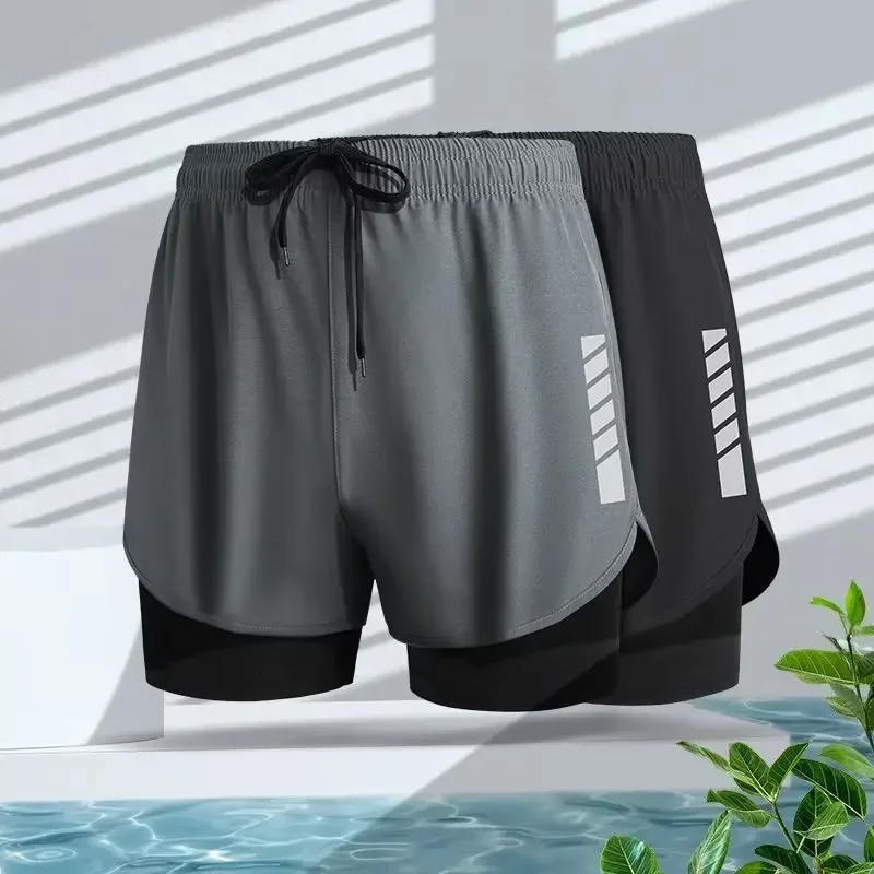 Men's 2 in 1 Bottoms Summer Gym Workout Cycling,Quick Drying Breathable Drawstring Waist Sports Board Shorts ,Going Out Outfit