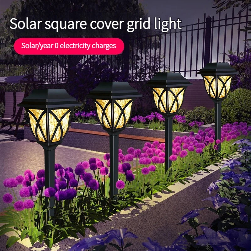 2pcs/Lot Led Solar Lawn Lights Outdoor Waterproof Warm Light Garden Decoration Lamp For Walkway Path Villa Yard Driveway