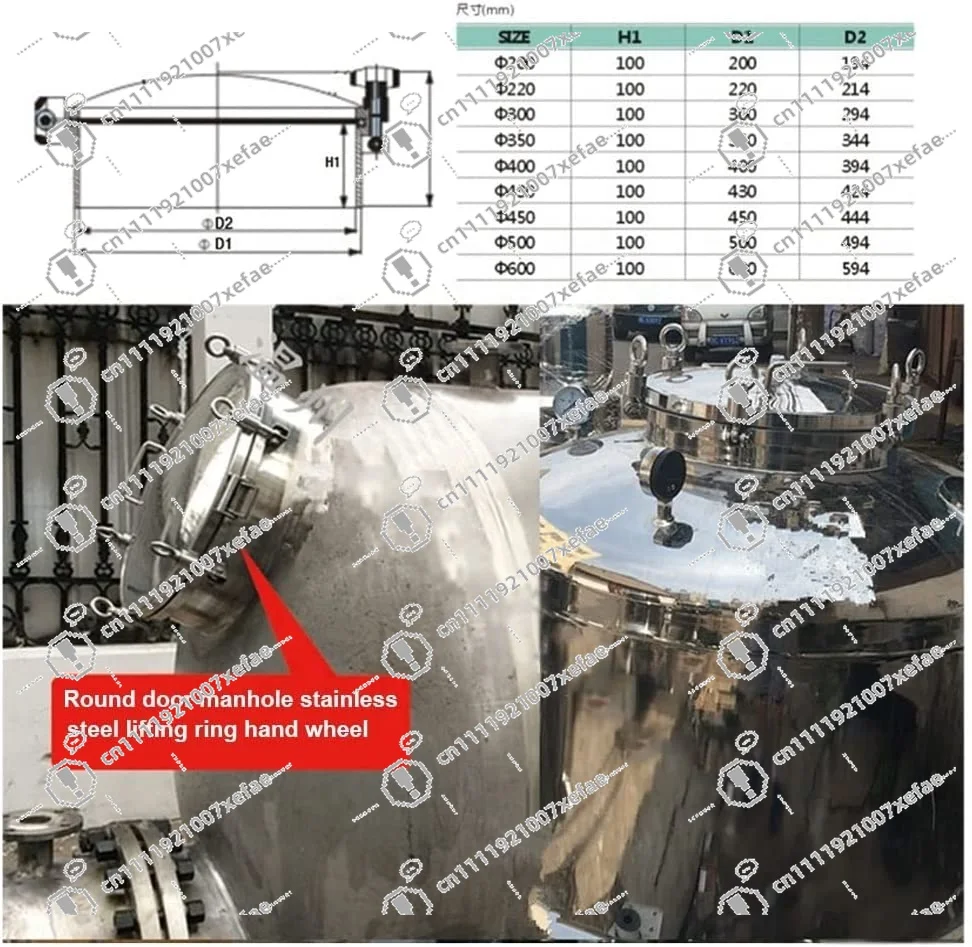 Dairy Stainless Steel Ss304 Ss316l Can Round No Pressure Humanitarian Door Milk Sanitary Round