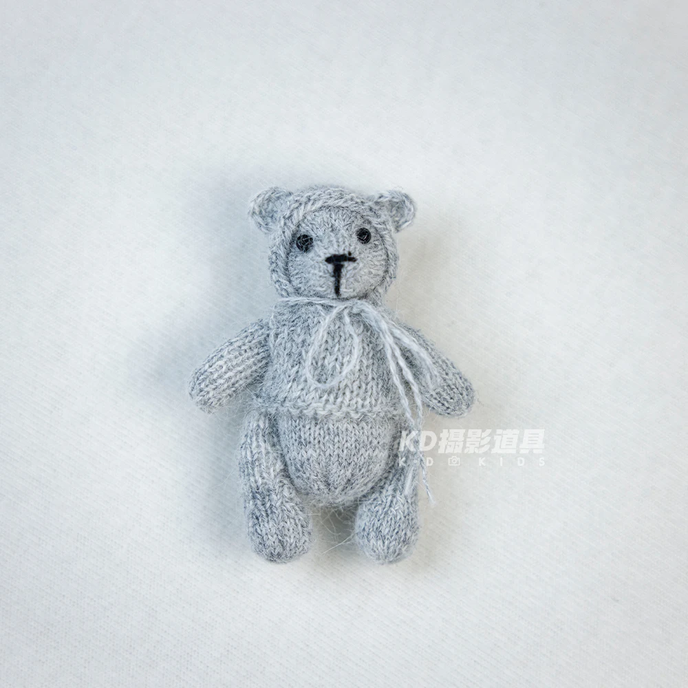 Adorable Knitted Teddy Bear Newborn Photography Props Baby Photo Shoot Props Mini Crochet Animal Doll for Studio Shooting Theme