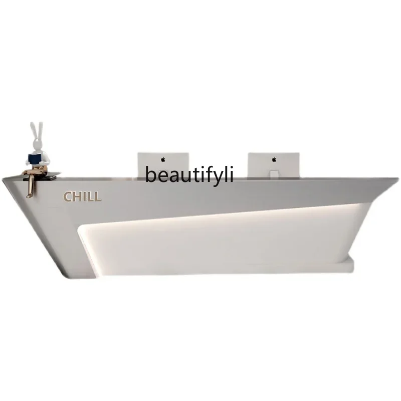 

Simple Modern Company Hotel Front Desk Beauty Salon Reception Desk Training Institution Bar Counter Cashier Counter Shaped