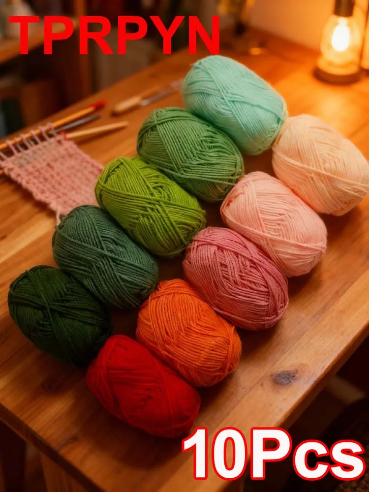 10 Stück Milch-Baumwoll-Strickgarn, weiches warmes Garn zum Handstricken, Kammgarn, Häkelgarn, Wolllinie für handgefertigt