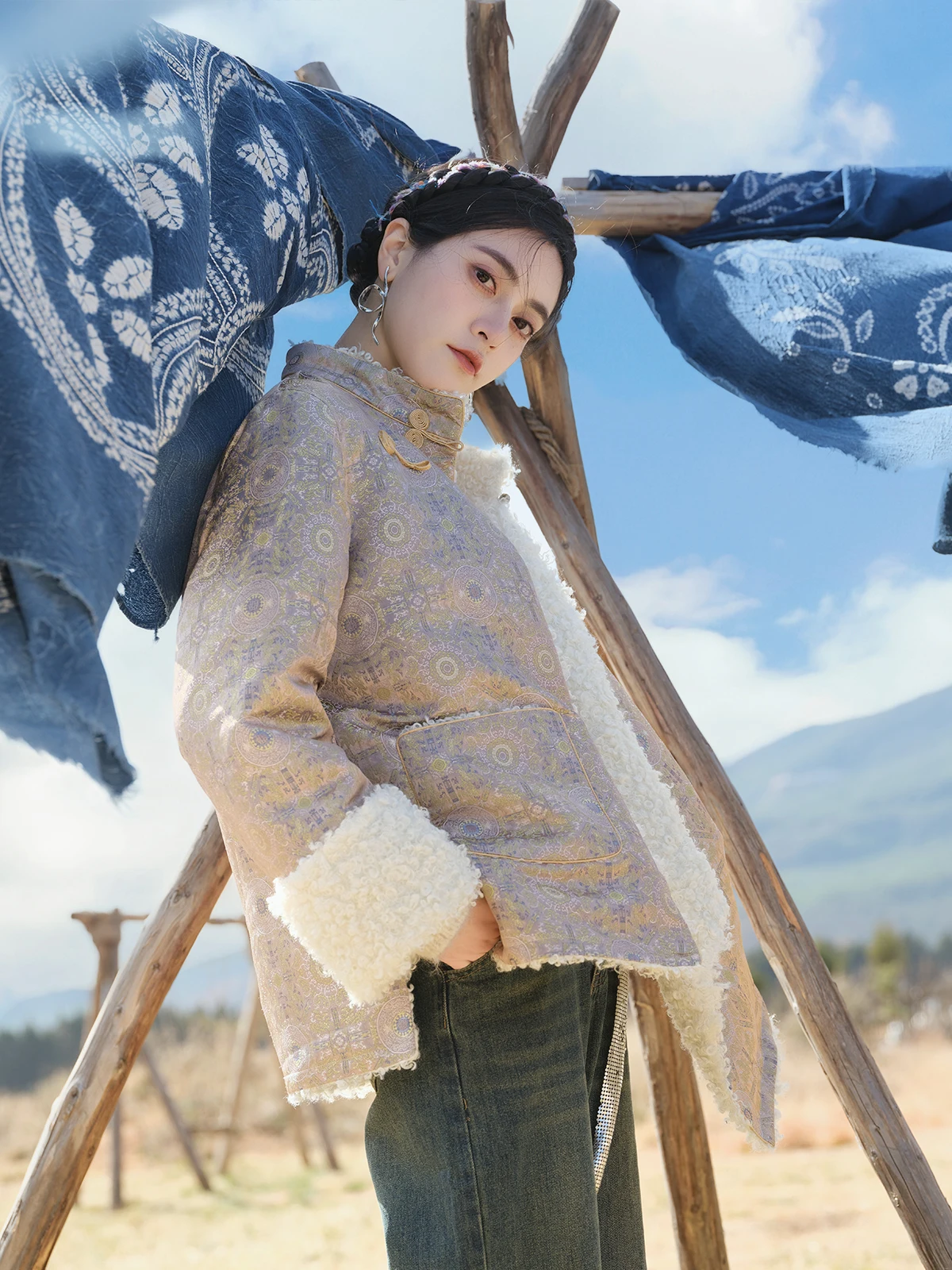 

Cotton Coat Jacket Tibetan Women's Stand Collar Ethnic Style Costumes Casual Clothing