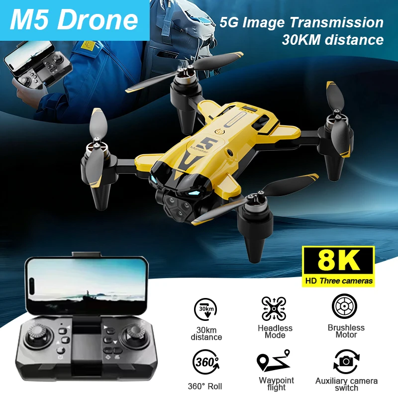HD Aerial Drone 8K Camera Dual Lens Switch Horizontal Vertical Shooting Gesture Photo Video VR Glasses HDR Imaging App Control RC Drone