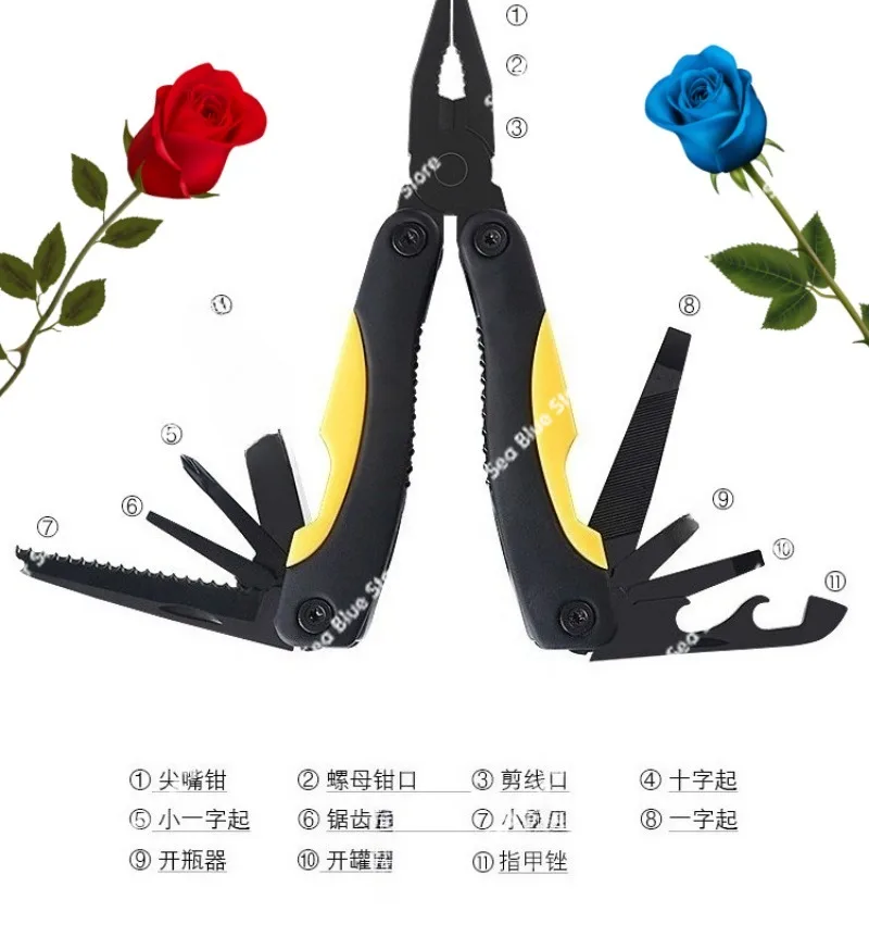 

Cross-border Stainless Steel Multifunctional Pliers Outdoor Travel Portable Folding Pliers Gifts Emergency Car Tools